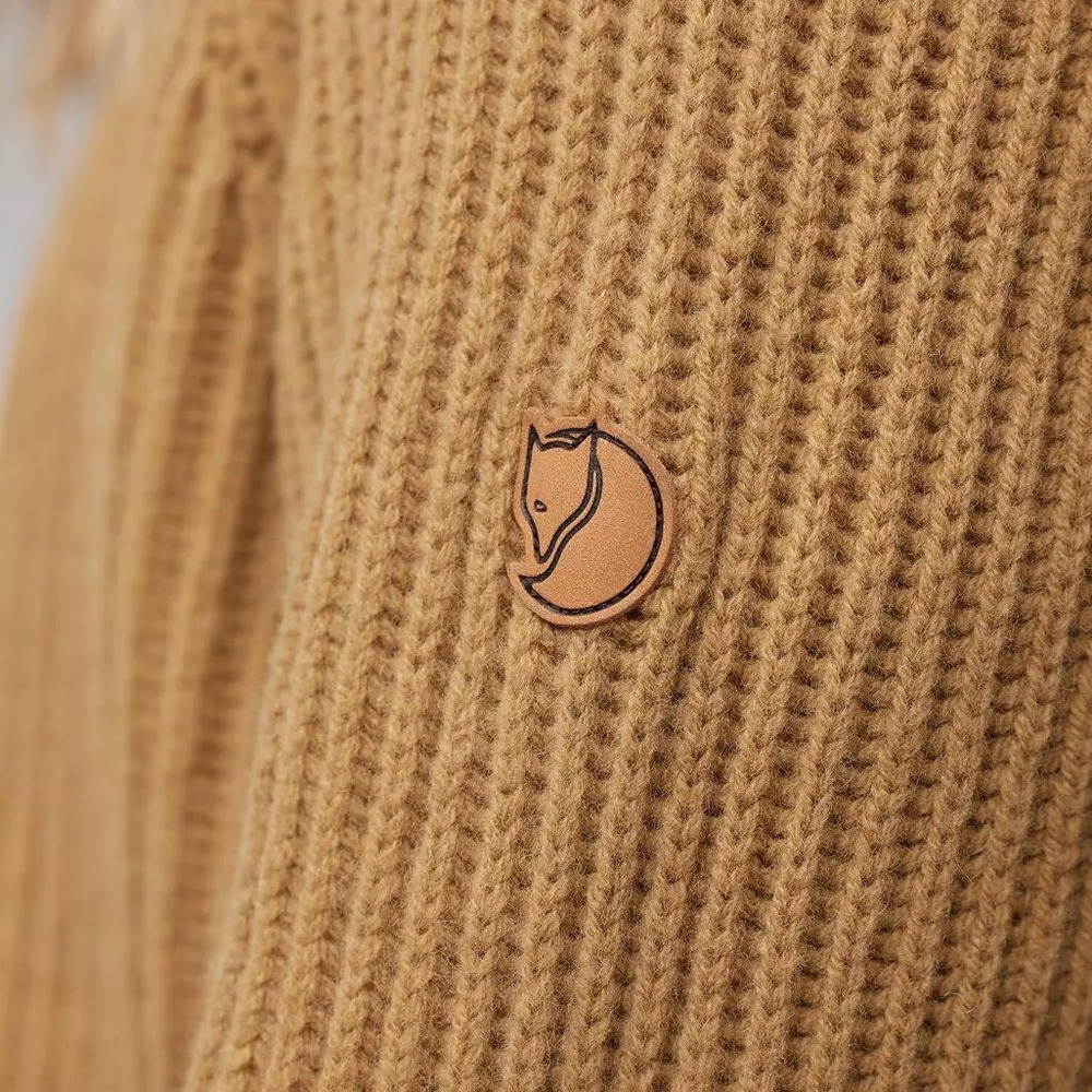 Fjallraven Ovik Structure Sweater Womens M Mustard Yellow 100% Wool Knit Raglan